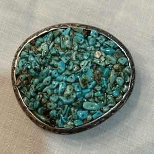 Turquoise color stone belt buckle